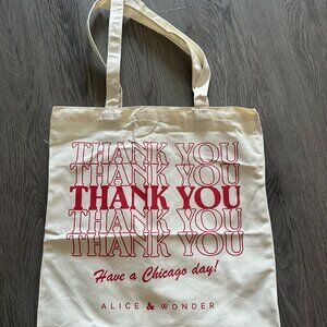 NEW Alice & Wonder Chicago Tote Bag 2025 - Red / White "Thank You"